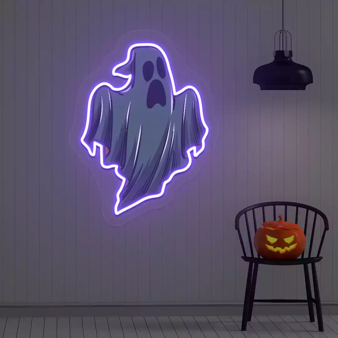 Spooky Phantom Neon Artwork | Purple