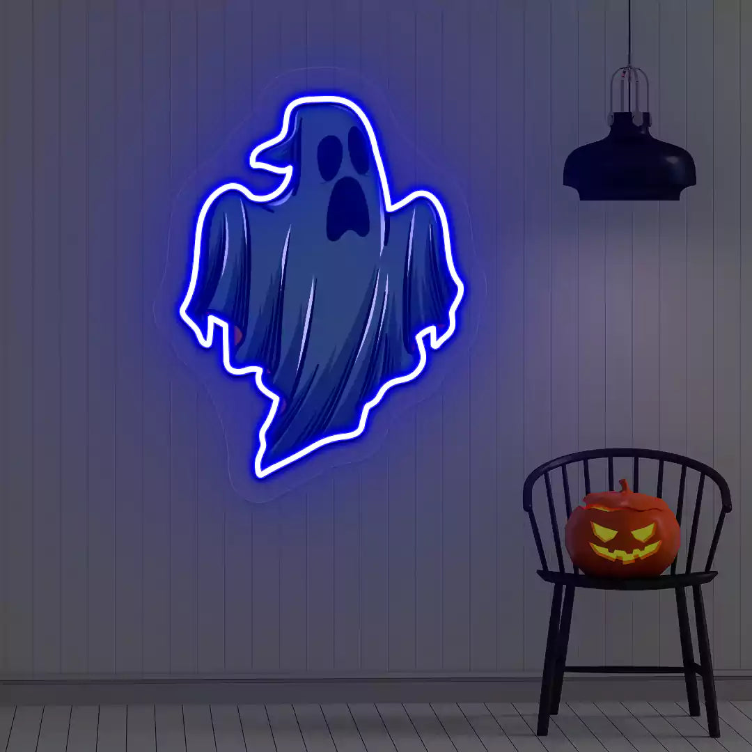 Spooky Phantom Neon Artwork | Blue