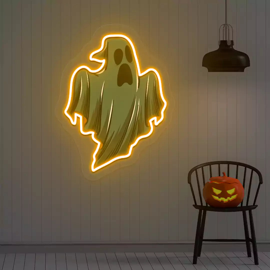 Spooky Phantom Neon Artwork | Orange