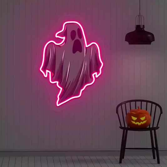 Spooky Phantom Neon Artwork | Pink