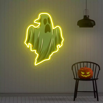 Spooky Phantom Neon Artwork | Yellow