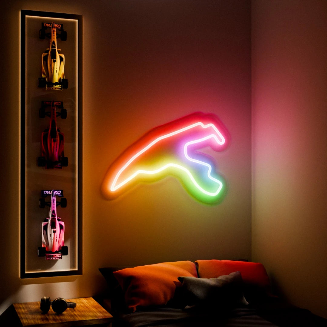 RGB Flow Spa Francorchamps Grand Prix Circuit LED neon wall sign in yellow, red, and blue