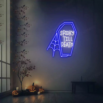 Spooky Till Death Coffin Neon Sign | White
