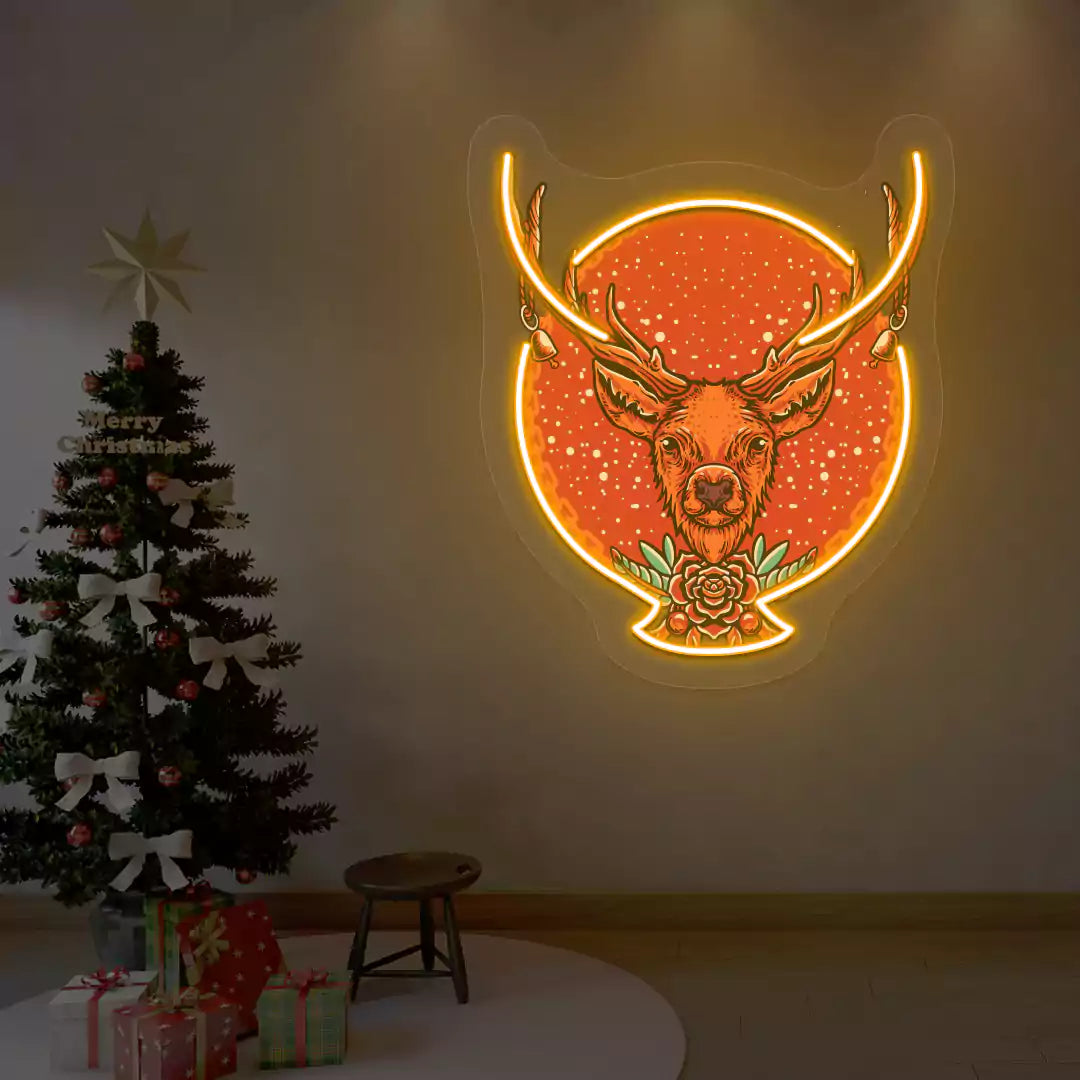 Majestic Stag Neon Artwork | Orange