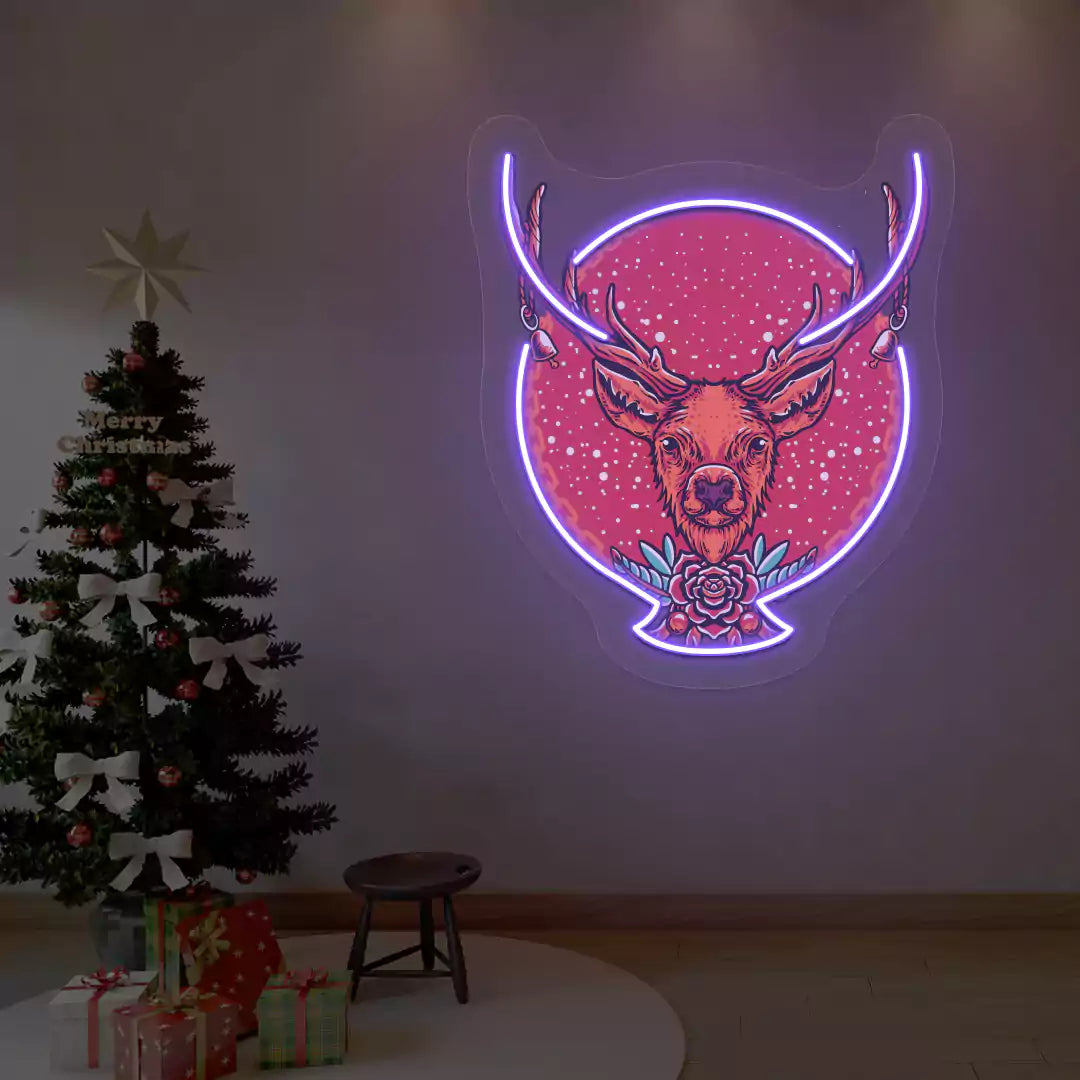 Majestic Stag Neon Artwork | Purple