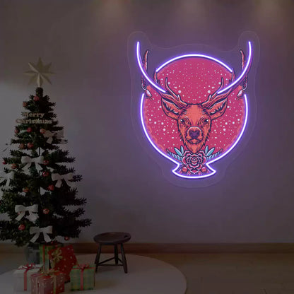 Majestic Stag Neon Artwork | Purple