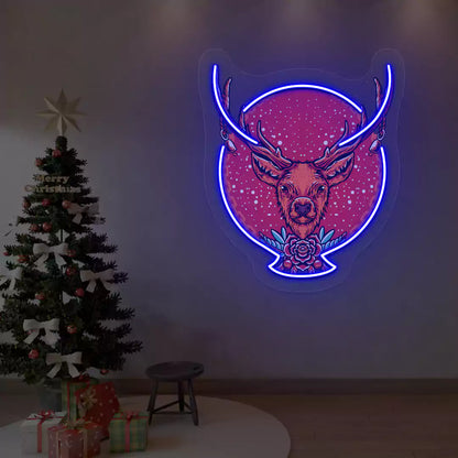 Majestic Stag Neon Artwork | Blue