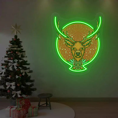 Majestic Stag Neon Artwork | Green