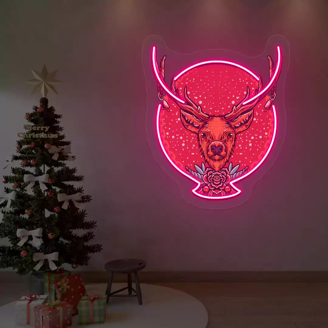 Majestic Stag Neon Artwork | Pink