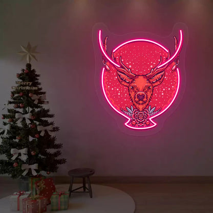 Majestic Stag Neon Artwork | Pink