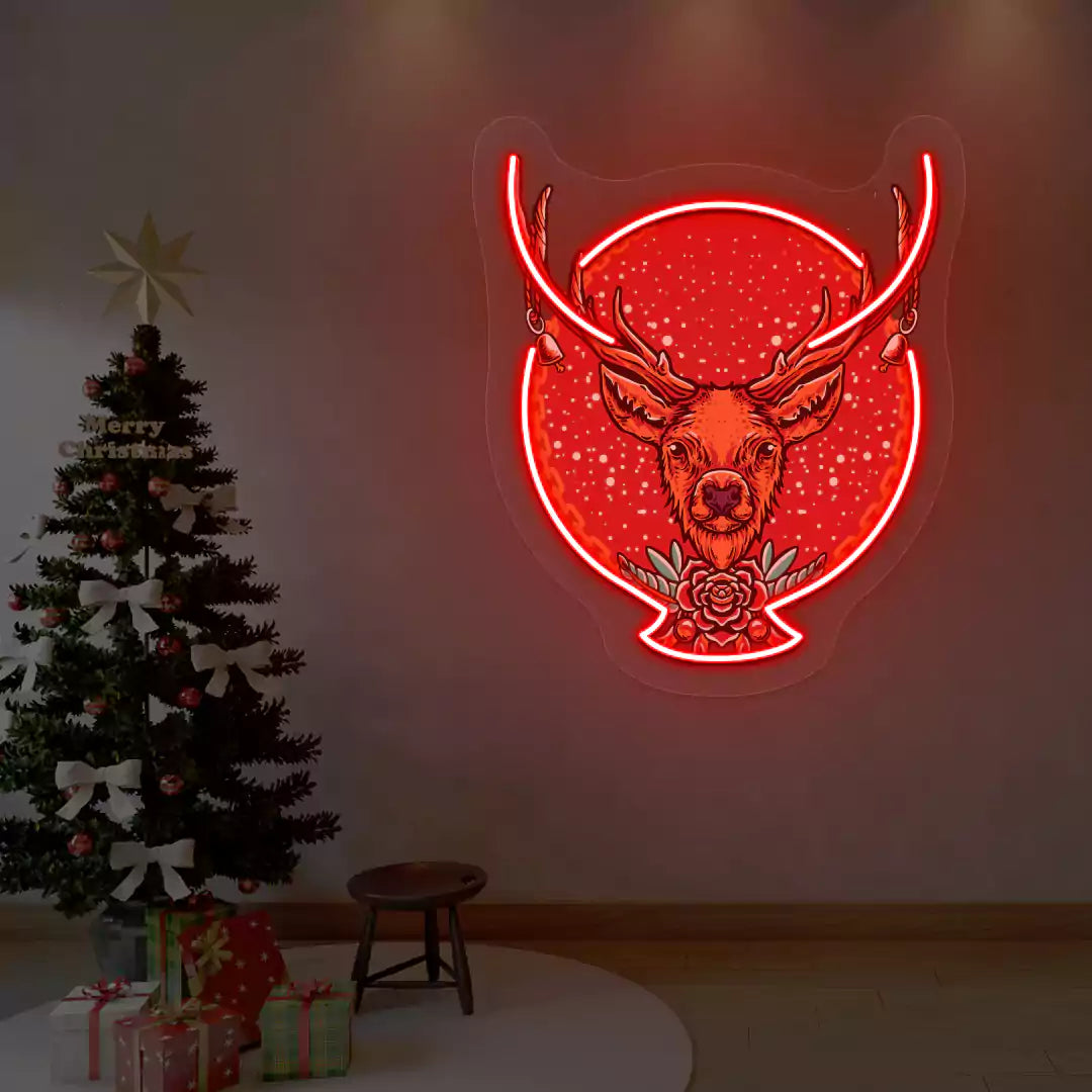 Majestic Stag Neon Artwork | Red