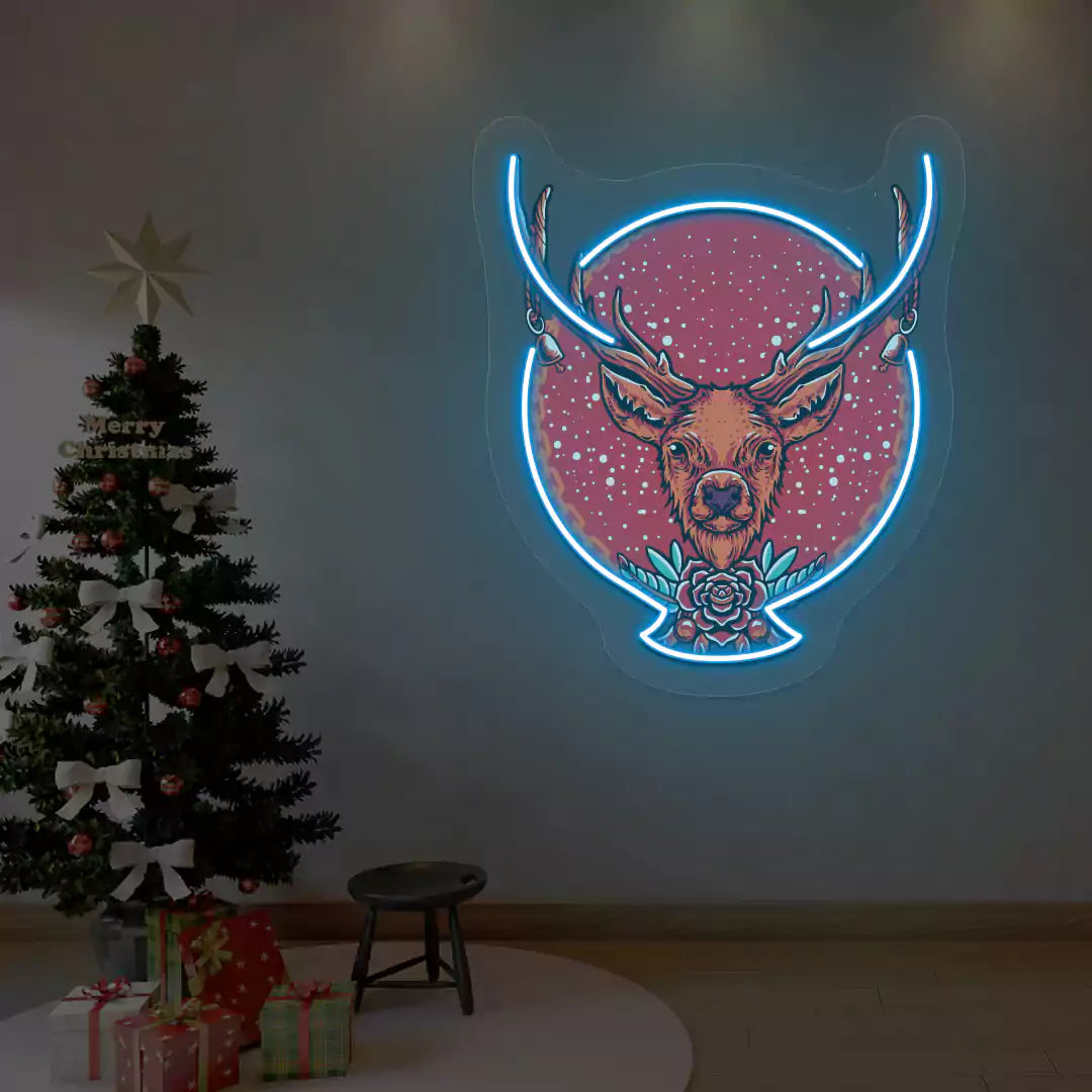 Majestic Stag Neon Artwork | Iceblue