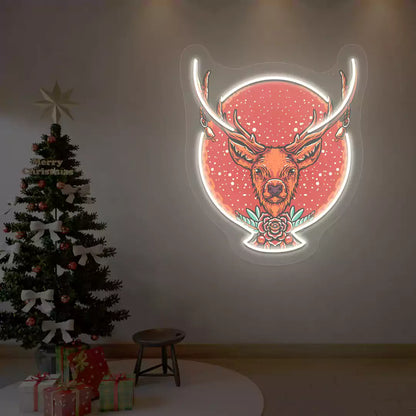 Majestic Stag Neon Artwork | Warmwhite