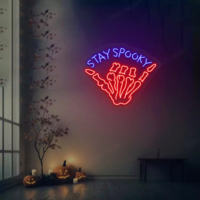 Stay Spooky Skeleton Hand Neon Sign | Red