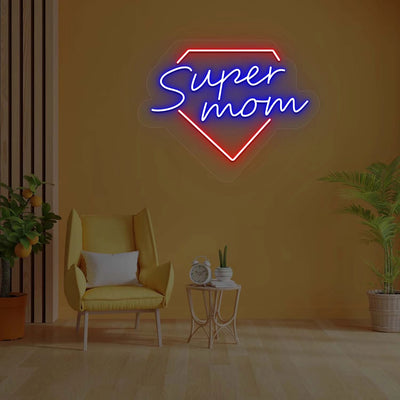 Super Mom Neon Sign | Blue