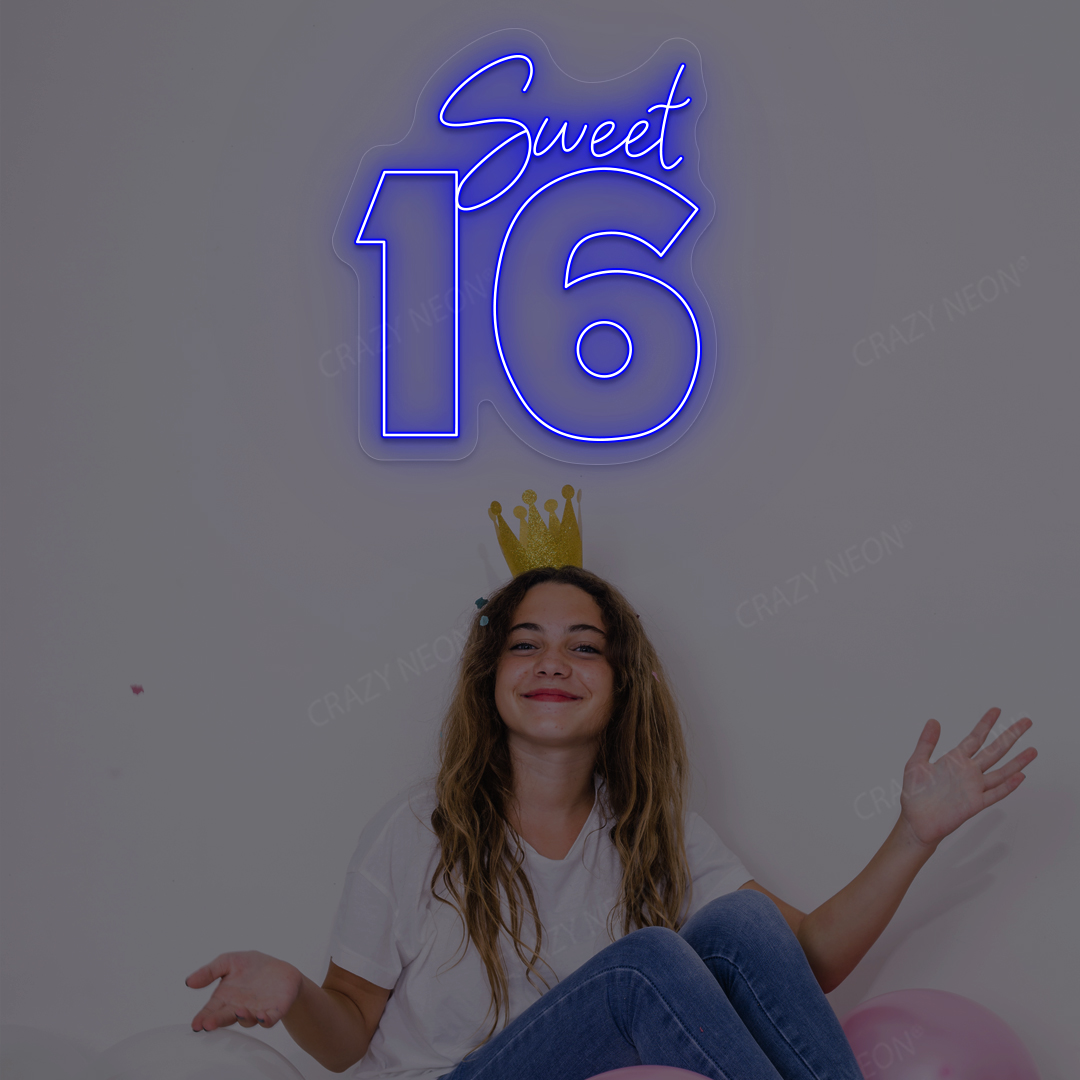 Sweet 16 LED Neon Sign | Blue