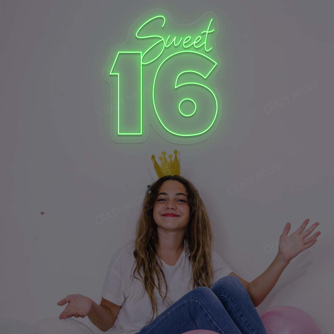 Sweet 16 LED Neon Sign | Green