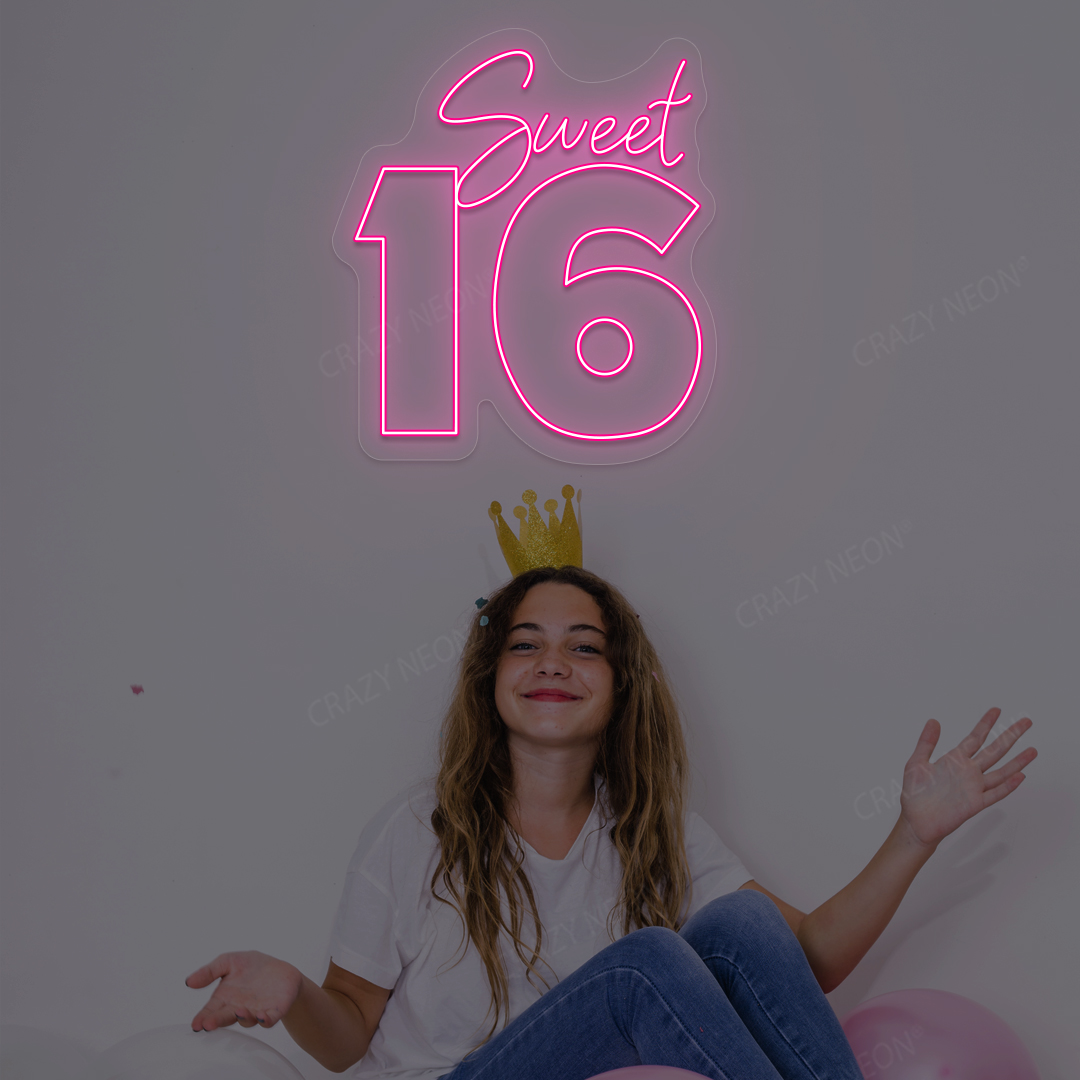 Sweet 16 LED Neon Sign | Pink
