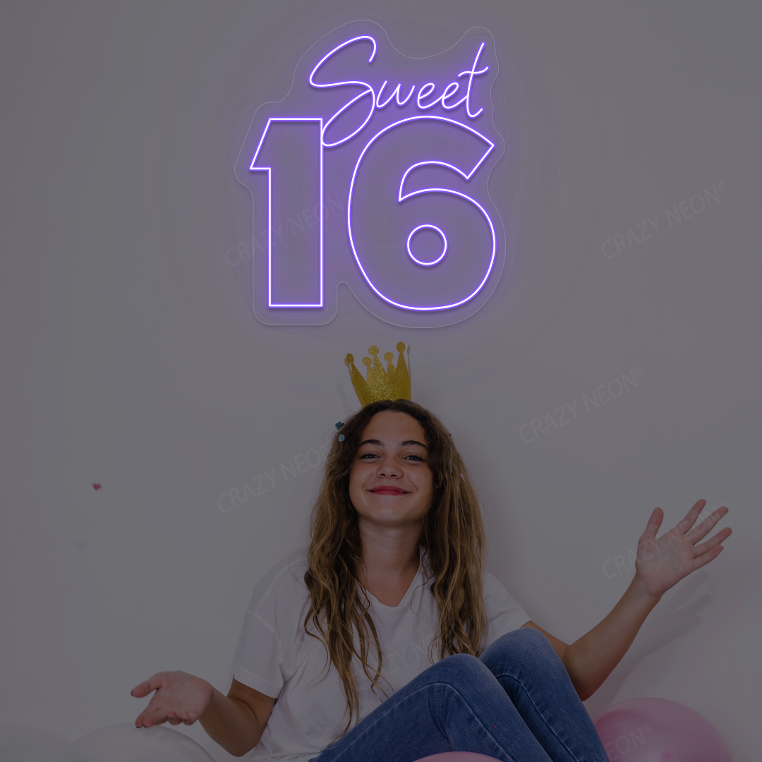 Sweet 16 LED Neon Sign | Purple
