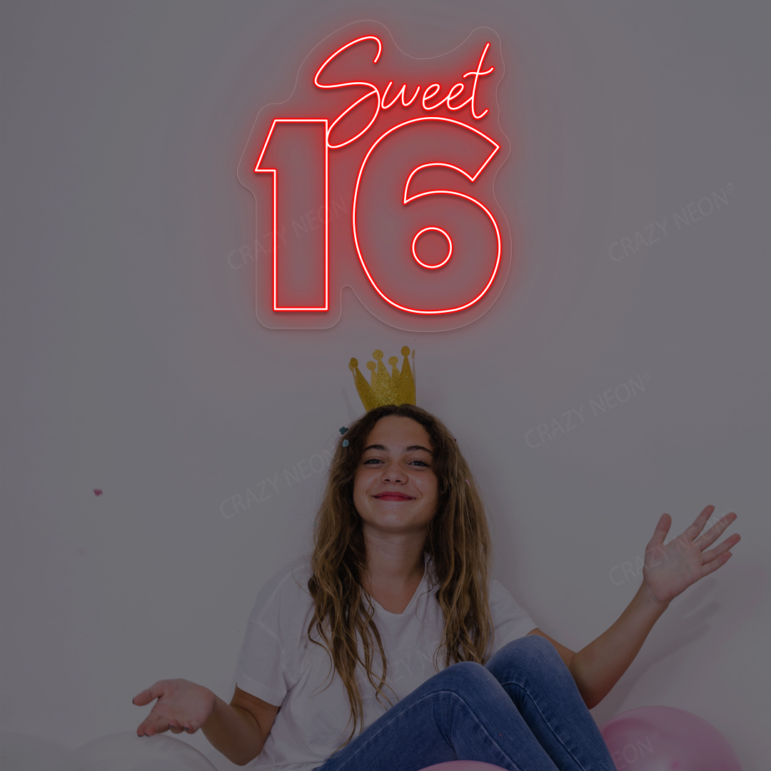 Sweet 16 LED Neon Sign | Red