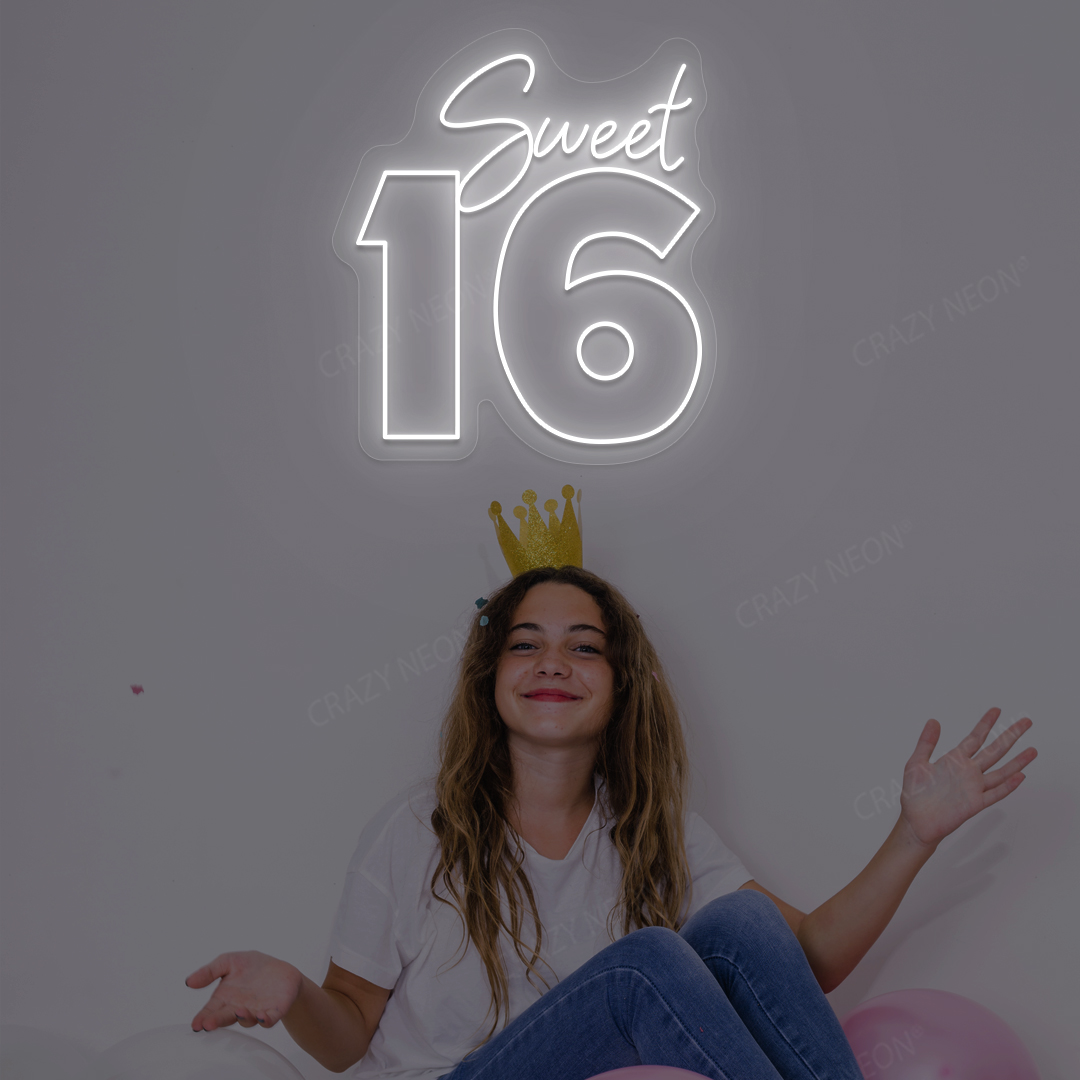 Sweet 16 LED Neon Sign | White