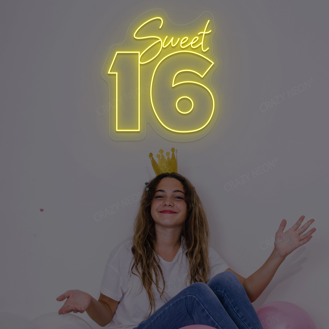 Sweet 16 LED Neon Sign | Yellow