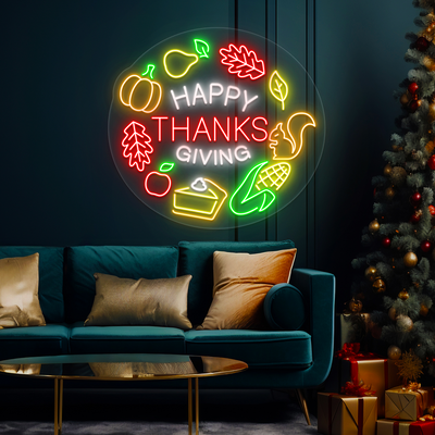 Happy Thanksgiving Harvest Neon Sign