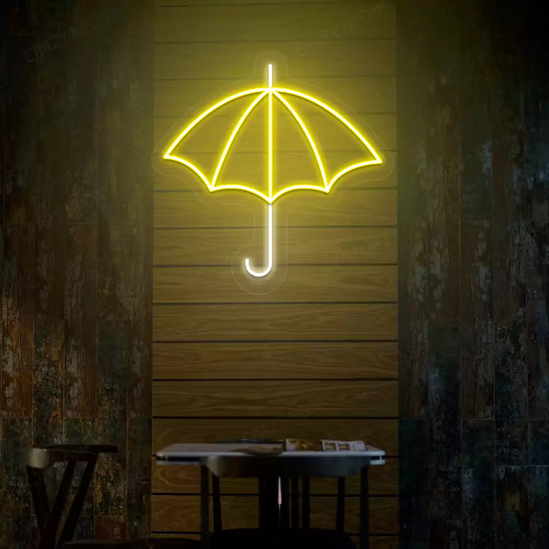Umbrella neon sign in yellow and white