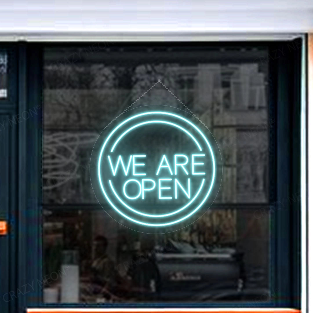 We Are Open Sign in Circle | Iceblue