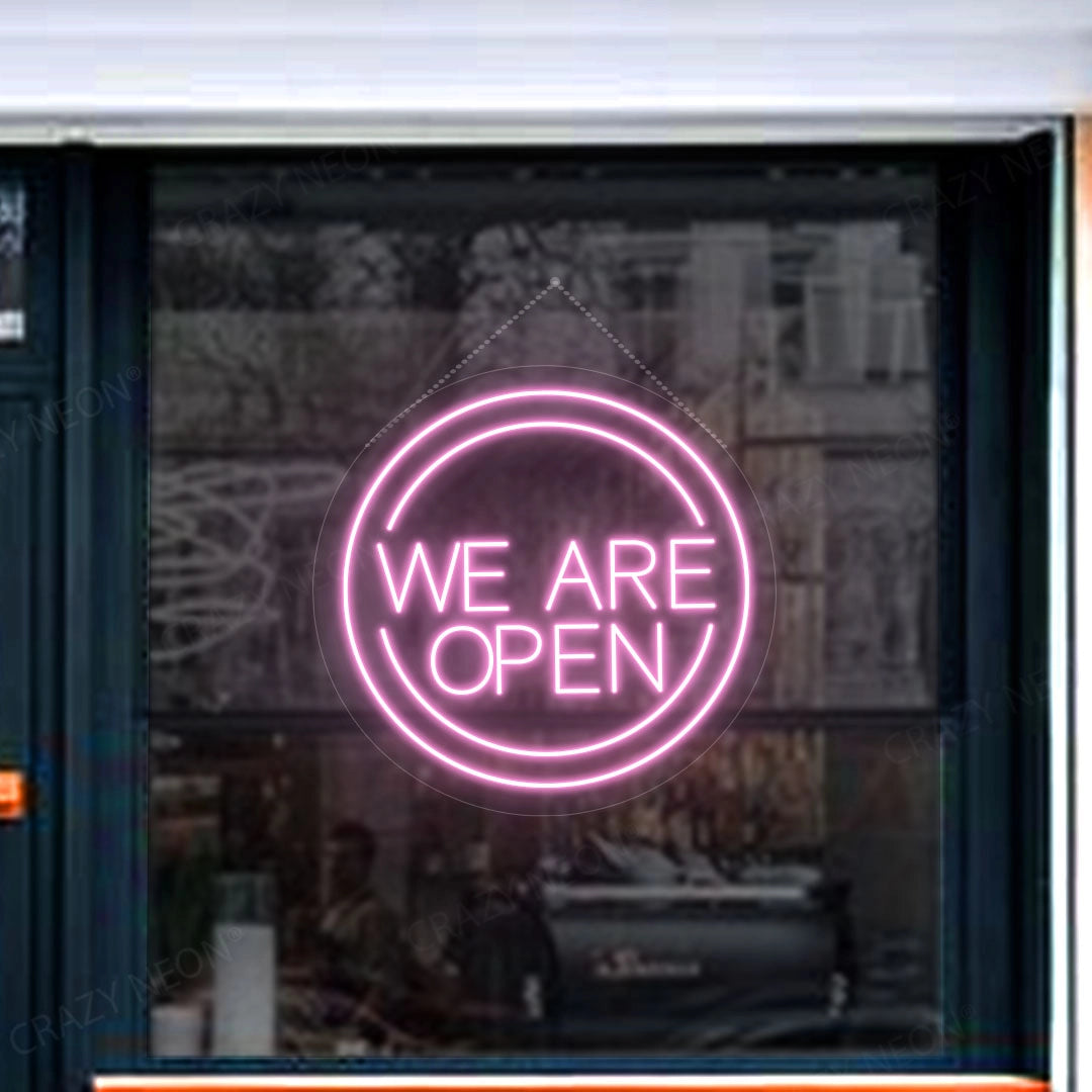 We Are Open Sign in Circle | Pink