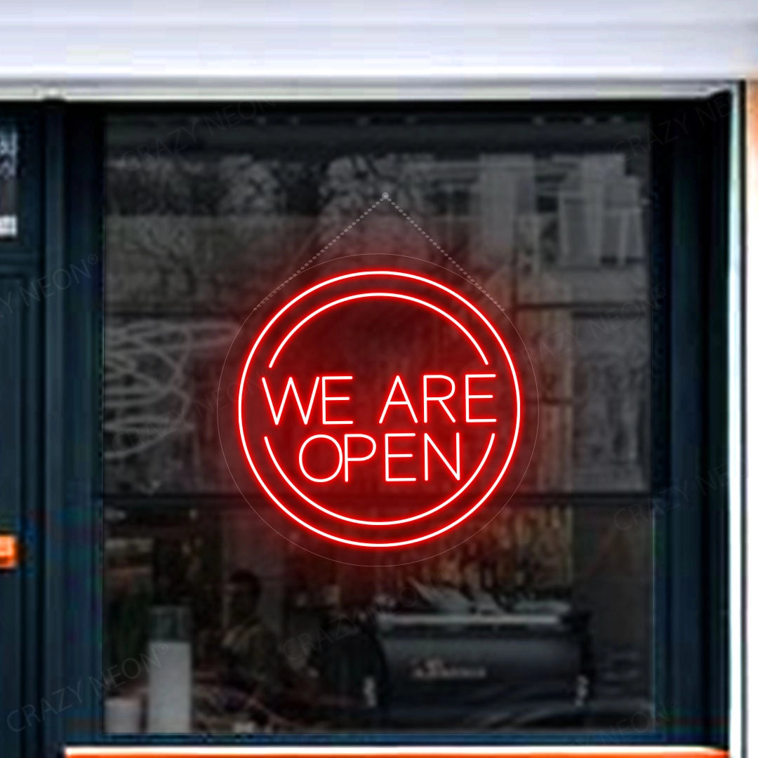 We Are Open Sign in Circle | Red