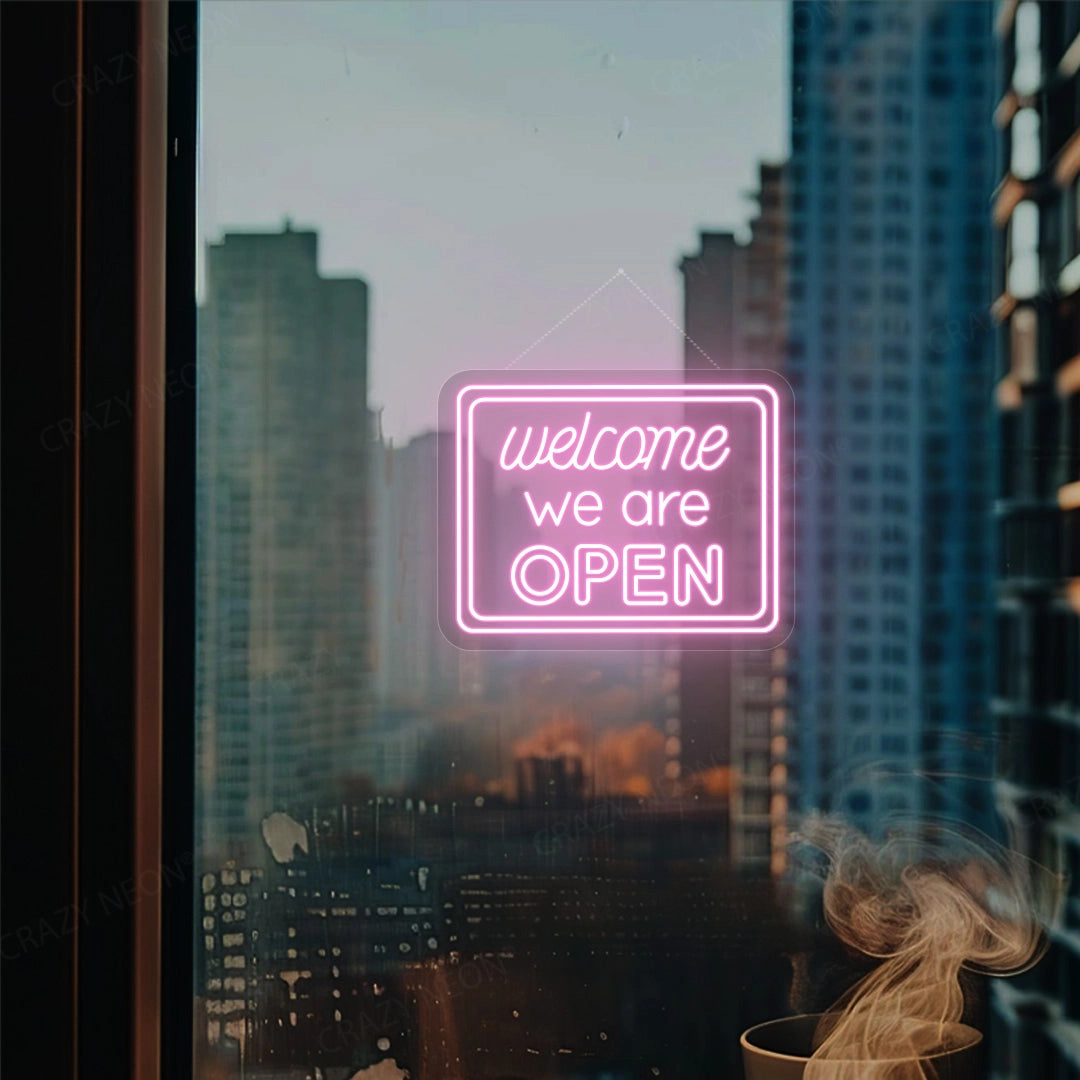 Welcome We are Open Sign | Pink