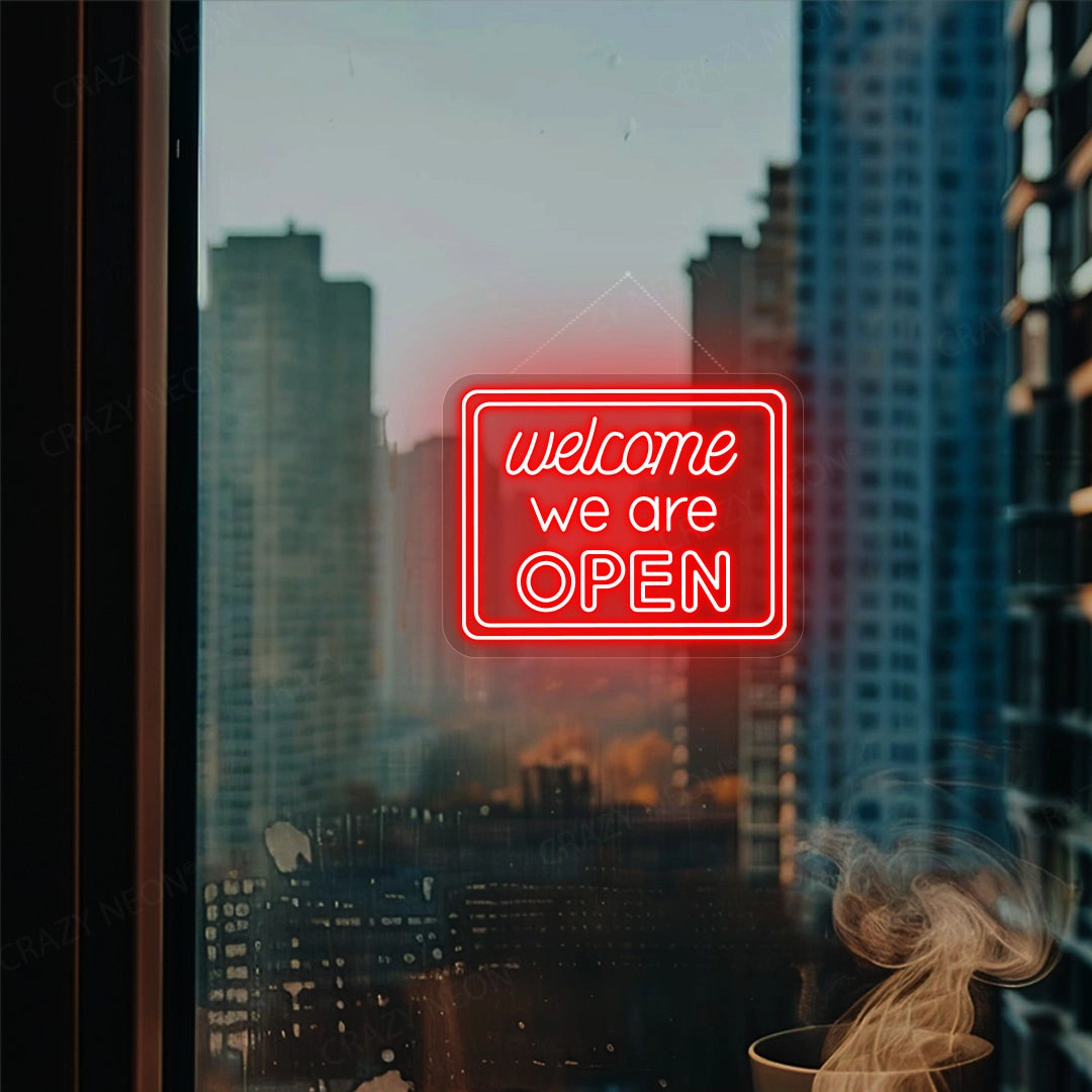 Welcome We are Open Sign | Red