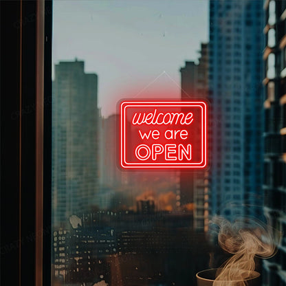 Welcome We are Open Sign | Red