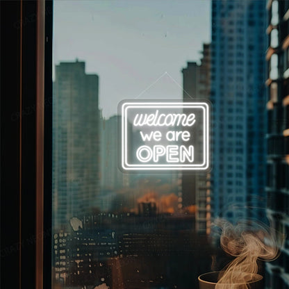 Welcome We are Open Sign | White