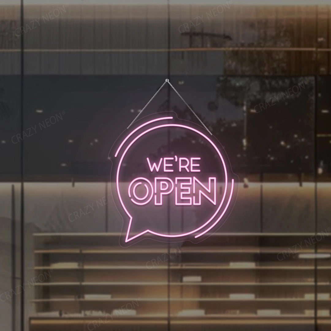 We're Open With Message Icon Sign | Pink