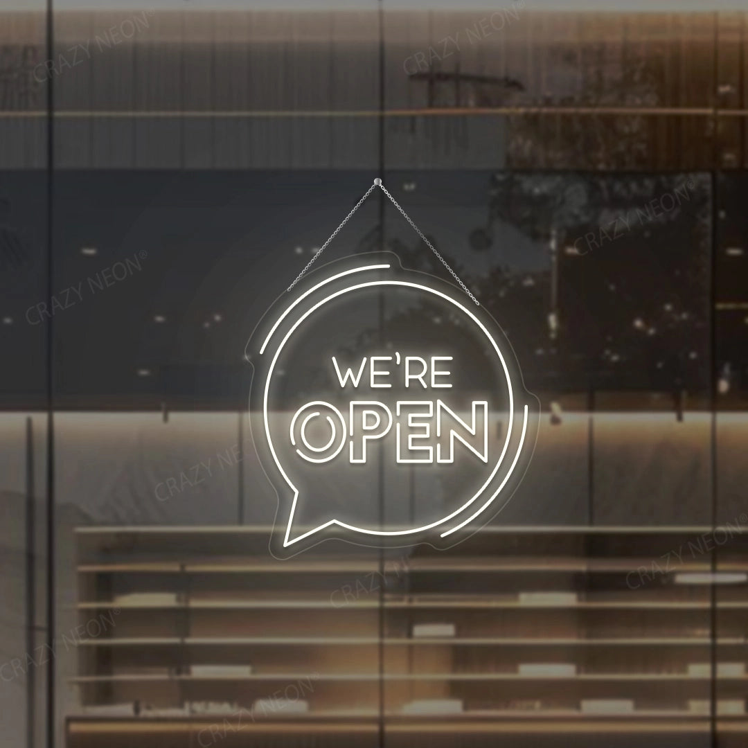 We're Open With Message Icon Sign | Warmwhite