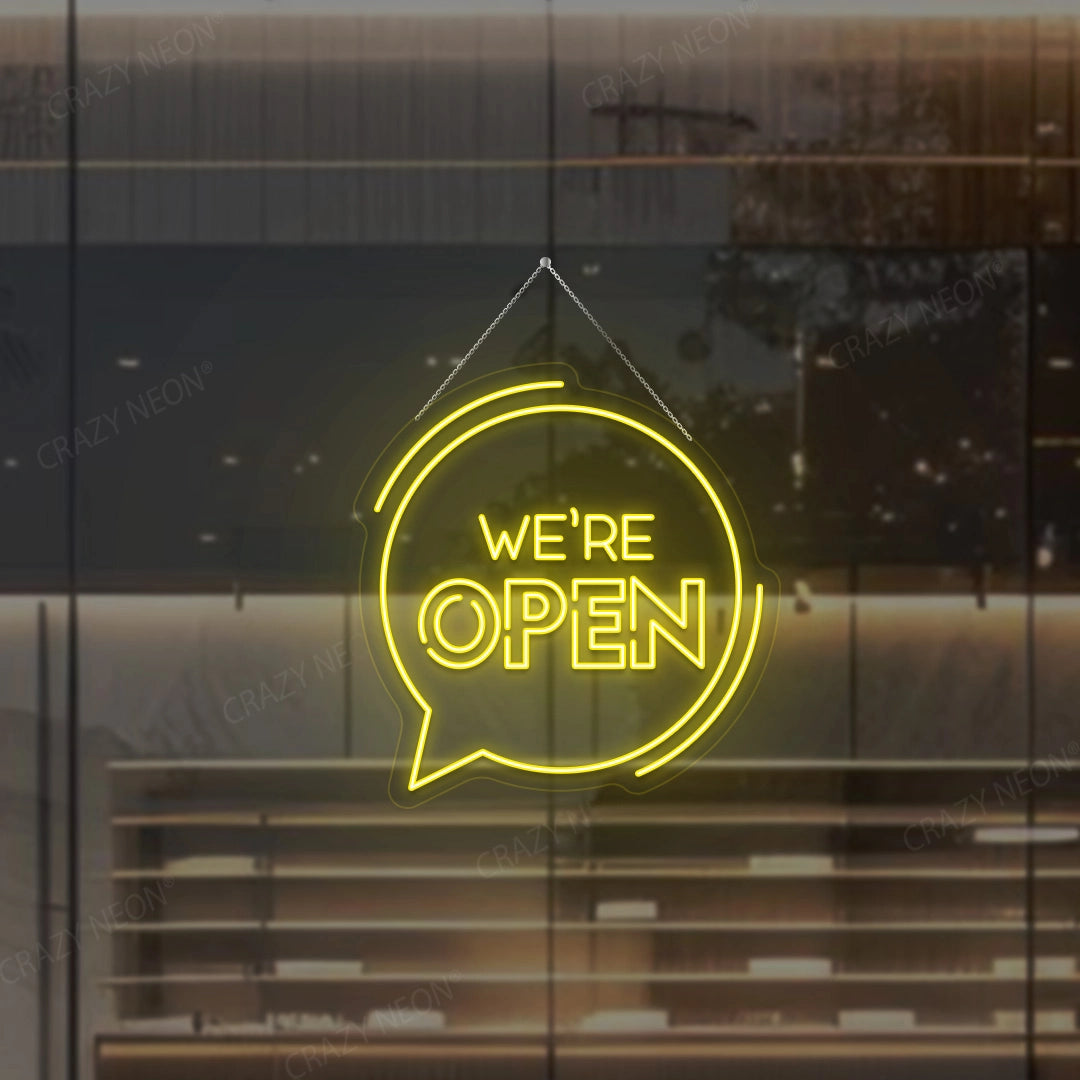 We're Open With Message Icon Sign | yellow