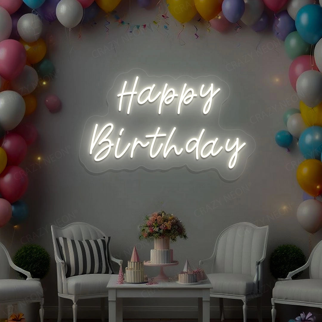 Happy Birthday Neon Sign | Warmwhite