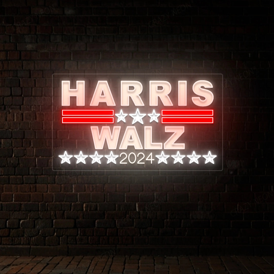 Harris Walz 2024 Political Neon Sign