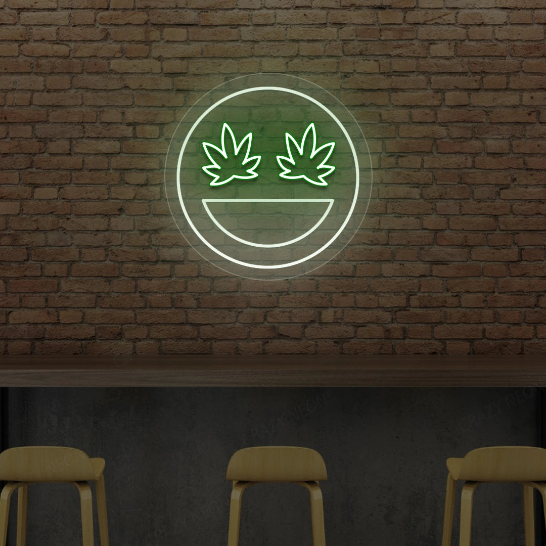 Smiley Weed Neon Sign | warmwhite