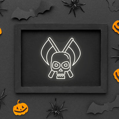 Skull With Scythe Neon Sign | Warmwhite