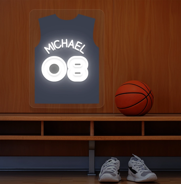 Personalized WAS Jersey Basketball Neon Artwork Sign