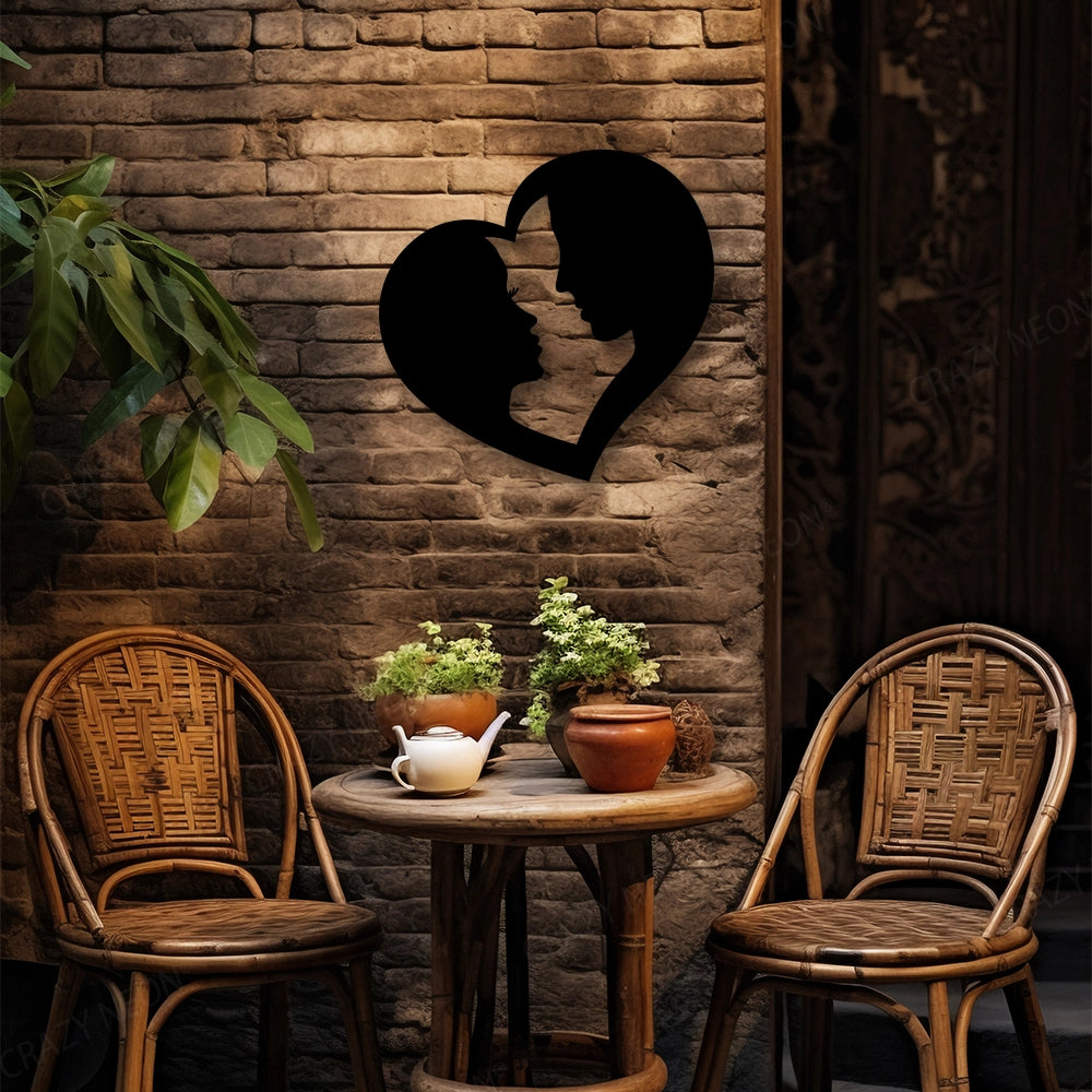 Couple In Heart Metal Wall Art