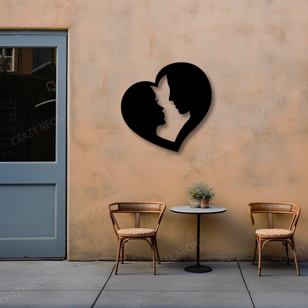 Couple In Heart Metal Wall Art