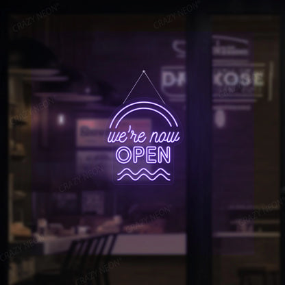 We're Now Open Sign | Purple