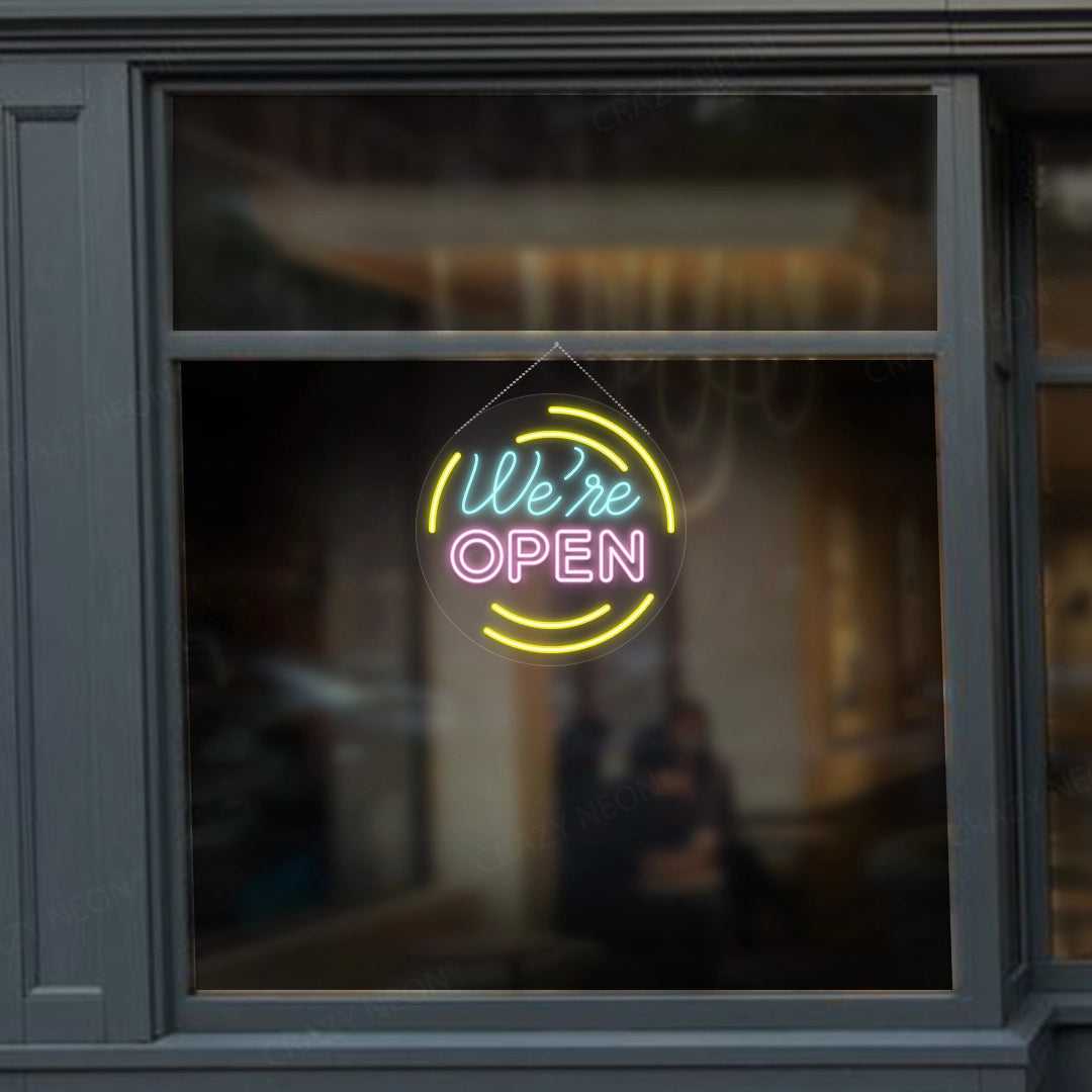 We're Open Neon Sign - Multicolor | Pink