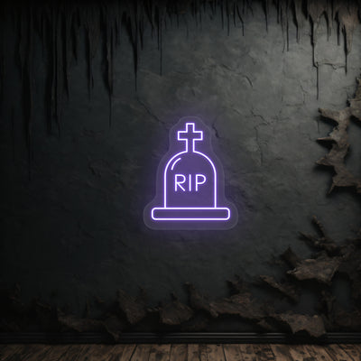 RIP Tombstone Neon Sign | Purple