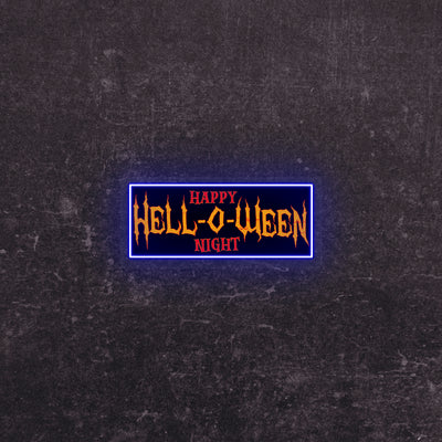 Hell-O-Ween Neon Artwork  | Blue