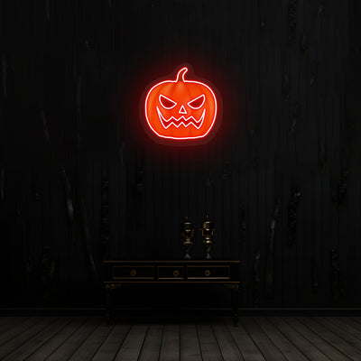 Angry Pumpkin Neon Artwork | Red